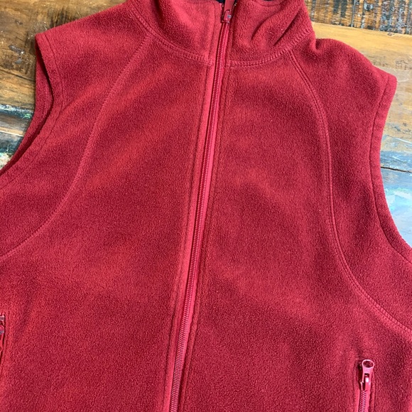 🦉/ Columbia Maroon Fleece Full-Zip Vest Sz M - Picture 2 of 9